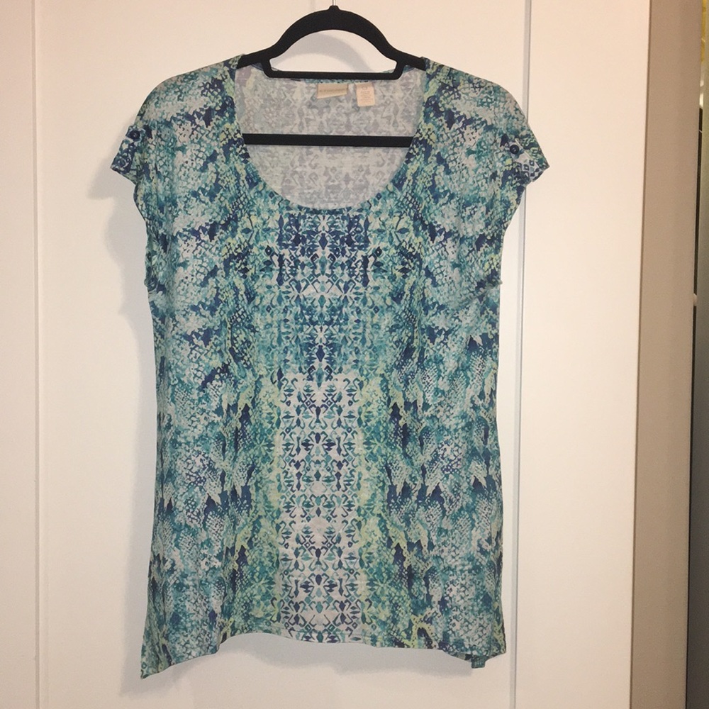 Chicos short sleeve sharkbite tee - Size 0
